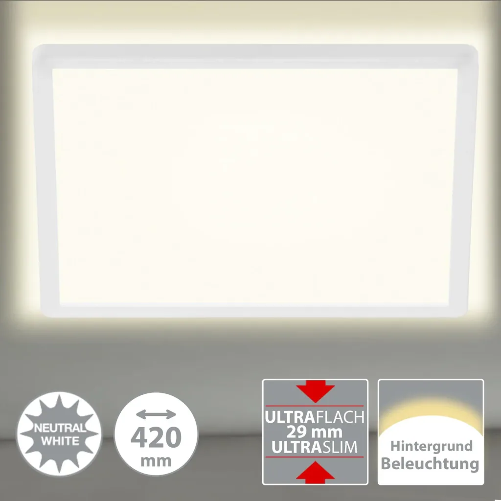Ultraflaches LED Panel, viereckig, 42 cm, 3000 Lumen, 22 Watt, weiß