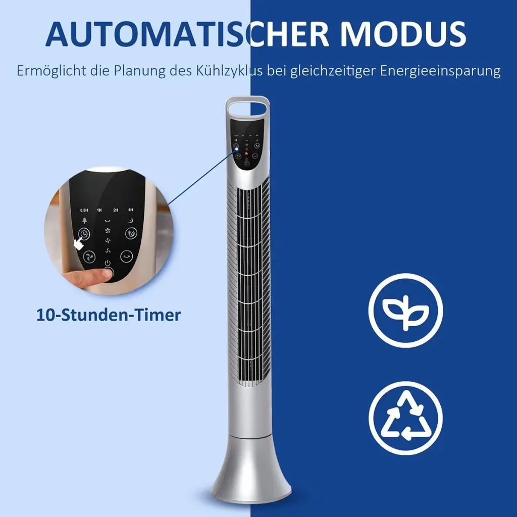 Turmventilator mit 3 Belüftungsstufen weiß
