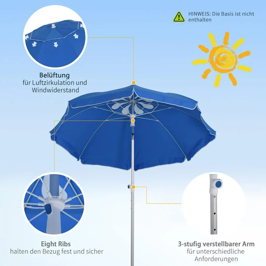 Sonnenschirm mit Kippfunktion blau