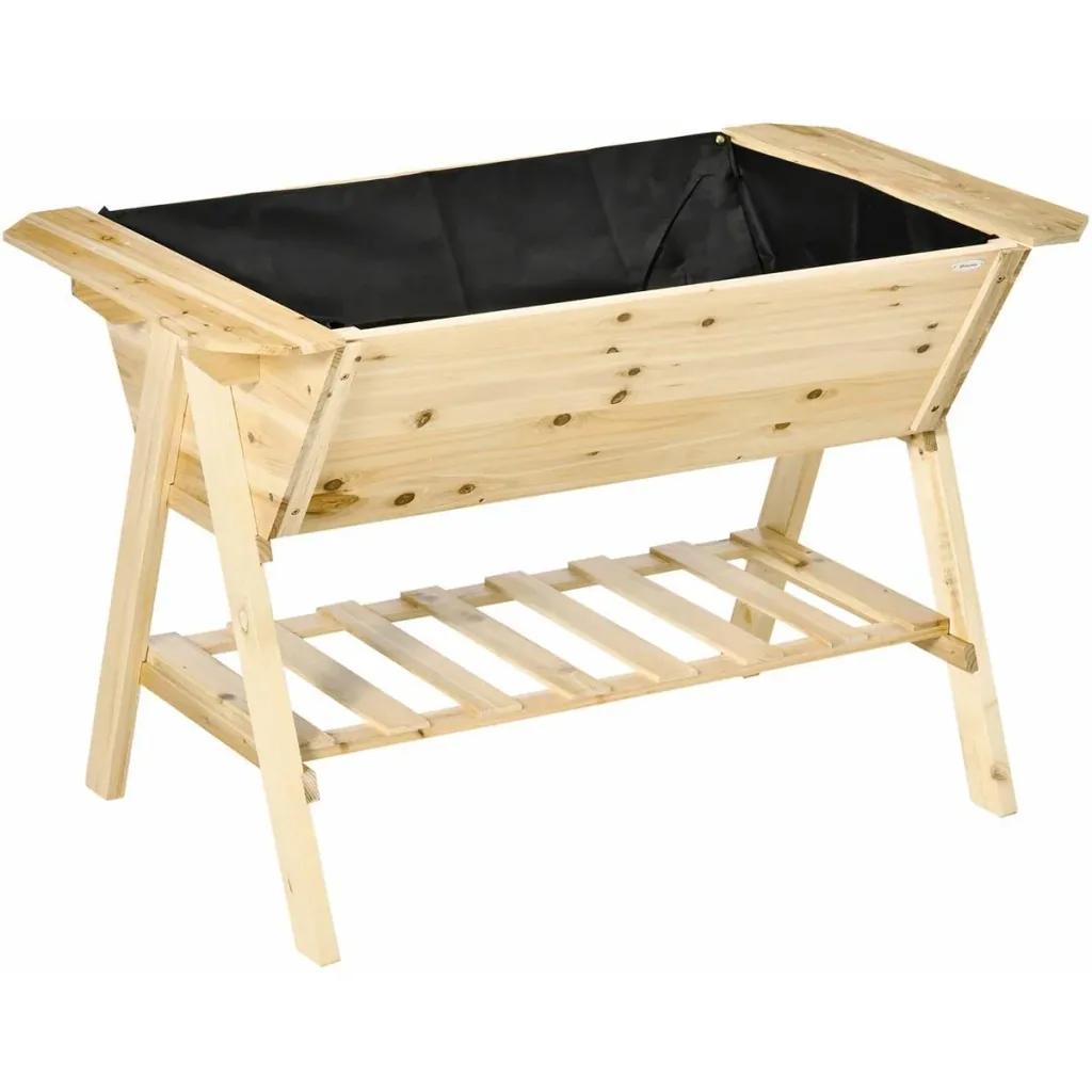 Hochbeet Pflanzkasten Blumenkasten Blumentopf mit Abflusslöchern Vliesstoff Tannenholz Natur 129 x 78,5 x 82,5 cm