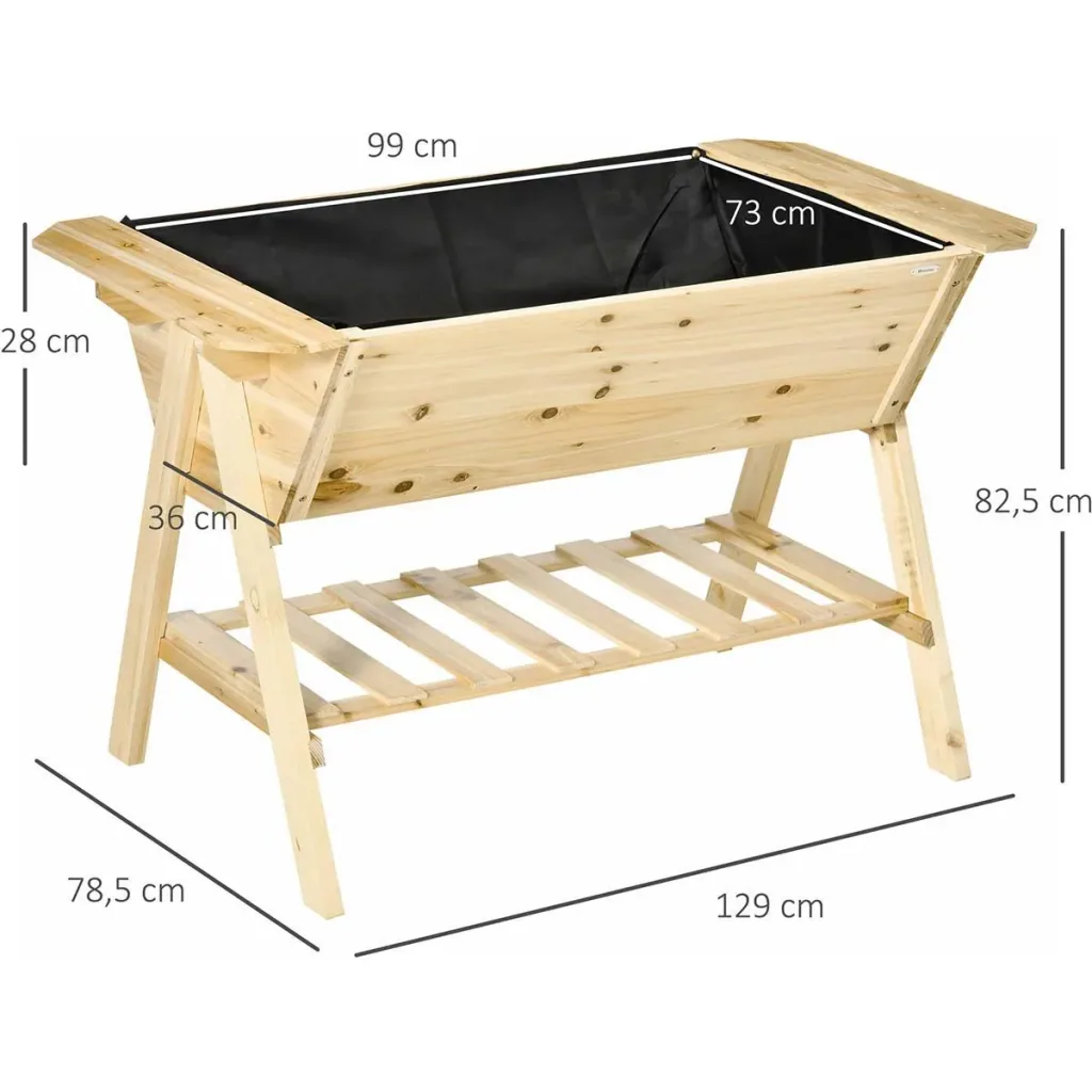 Hochbeet Pflanzkasten Blumenkasten Blumentopf mit Abflusslöchern Vliesstoff Tannenholz Natur 129 x 78,5 x 82,5 cm