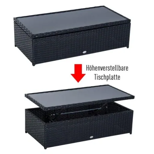 4-tlg. Polyrattan Gartenmöbel Sitzgruppe Lounge mit Kissen Schwarz 1 x Doppelsofa 1 x Couchtisch 2 x Hocker