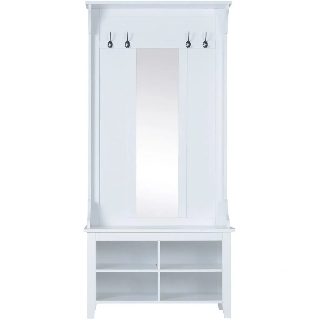 3-in-1 Flurgaderobe mit 4 Haken weiß