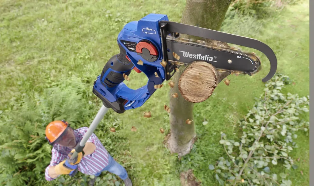 SET X-SAW Pro 2 Ah, Akku-Einhand-Powersäge mit 18 V LI-ION Akku 2 Ah + Schnellladegerät + Gürtel-Clip und Multispray