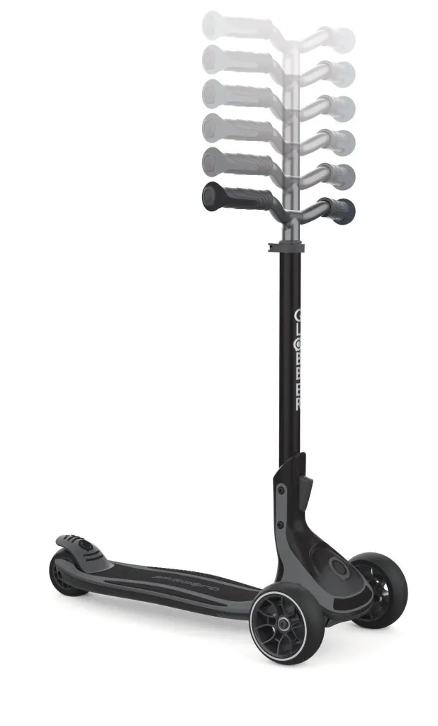 ULTIMUM LIGHTS Tretroller, 125/90 mm extra breit, ABEC 7, 3-rädrig, höhenverstellbar, LED-Leuchtmodul, grau