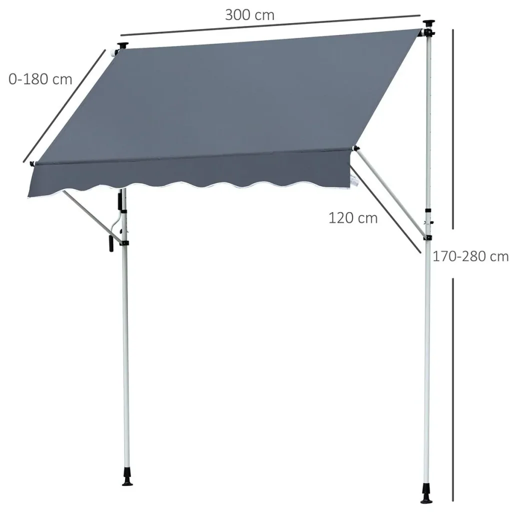 Markise Klemmmarkise Sonnenschutz Faltarm Handkurbel Balkon Alu Cremeweiß 3x1,2cm