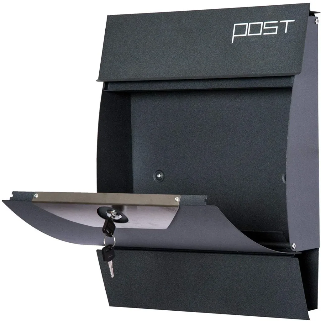 Briefkasten Wandbriefkasten mit Zeitungsfach abschließbar 2 Schlüssel Stahl