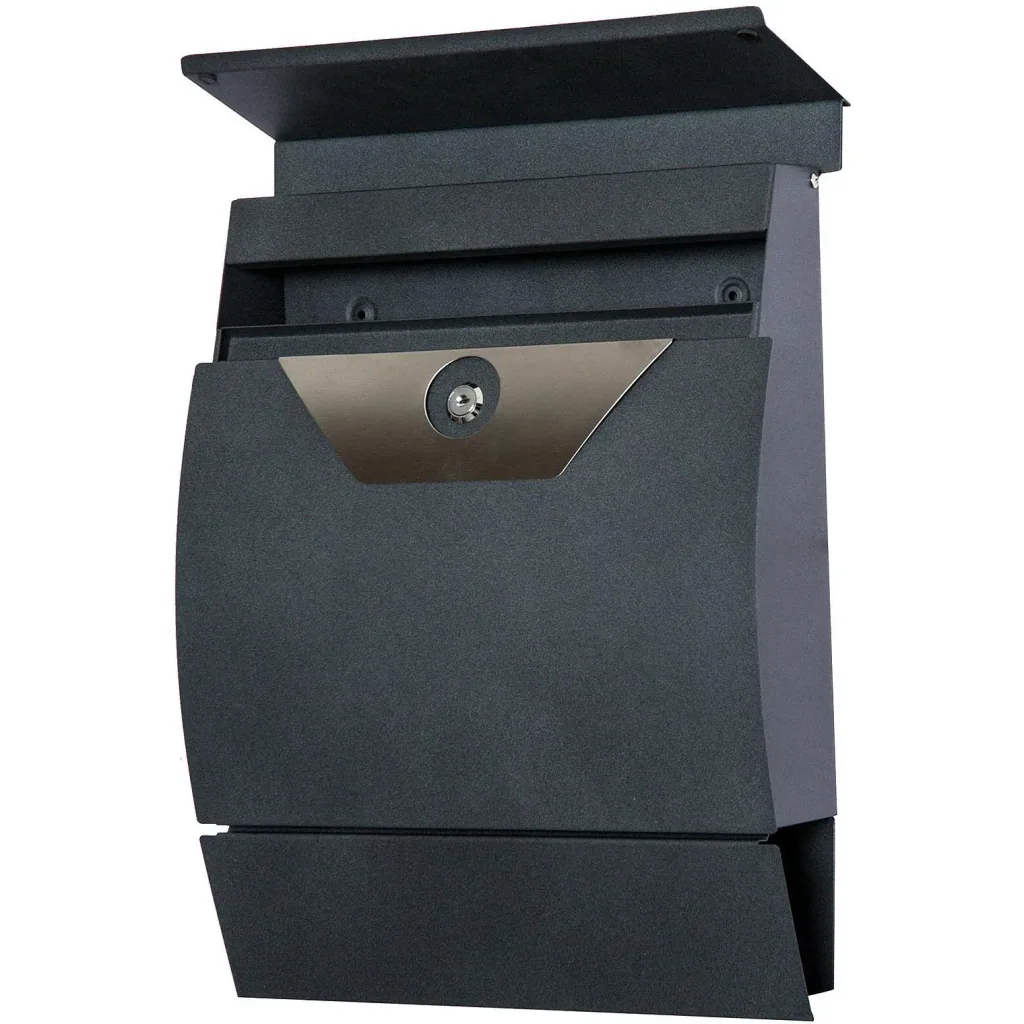 Briefkasten Wandbriefkasten mit Zeitungsfach abschließbar 2 Schlüssel Stahl