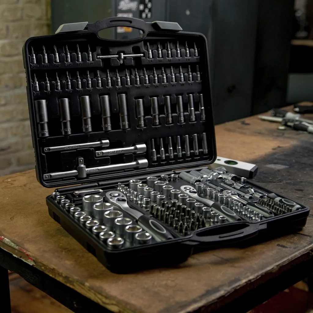 Steckschlüssel-Garnitur 1/4"+ 3/8" + 1/2", 171-teilig