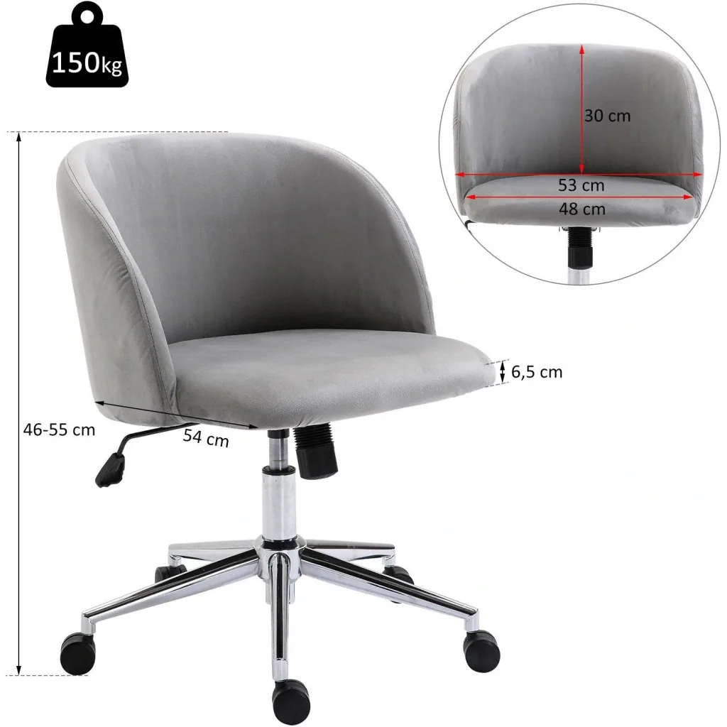 Drehstuhl Polsterstuhl Chefsessel 150 kg Belastbarkeit höhenverstellbar Samt 56 x 52,5 x (72 81) cm