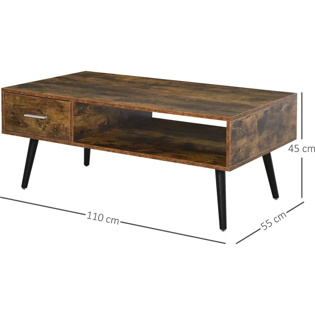 Couchtisch im Vintagestil vintageholzfarbig, schwarz
