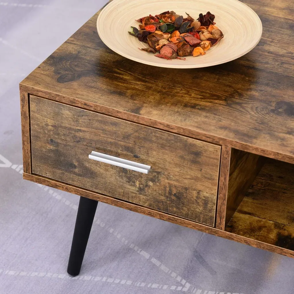 Couchtisch im Vintagestil vintageholzfarbig, schwarz