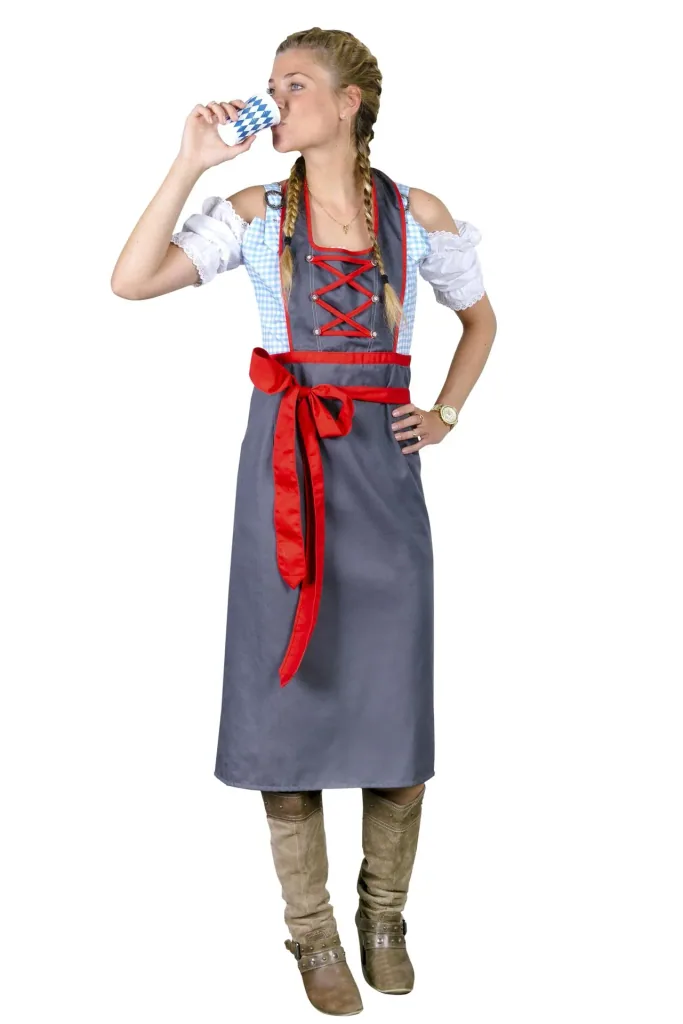Schürze für Damen, Farbe grau/rot, Einheitsgröße