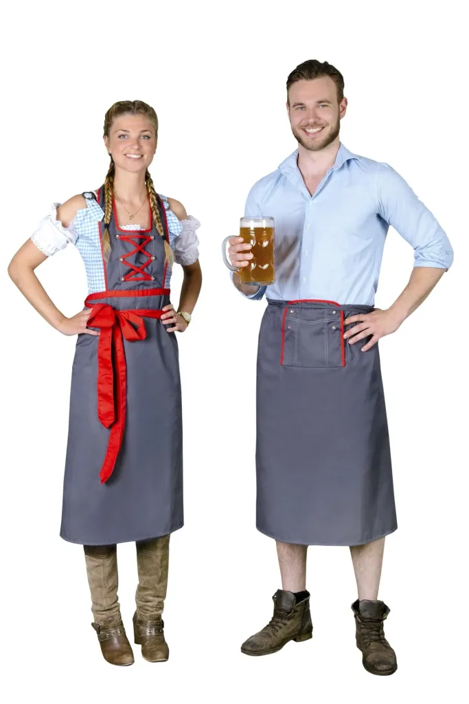 Schürze für Damen, Farbe grau/rot, Einheitsgröße