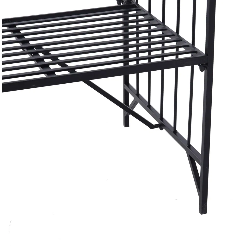Rosenbogen mit Bank Rosenbank Laubenbank Philosophenbank Gartenbank Metall Schwarz 115 x 59 x 203 cm