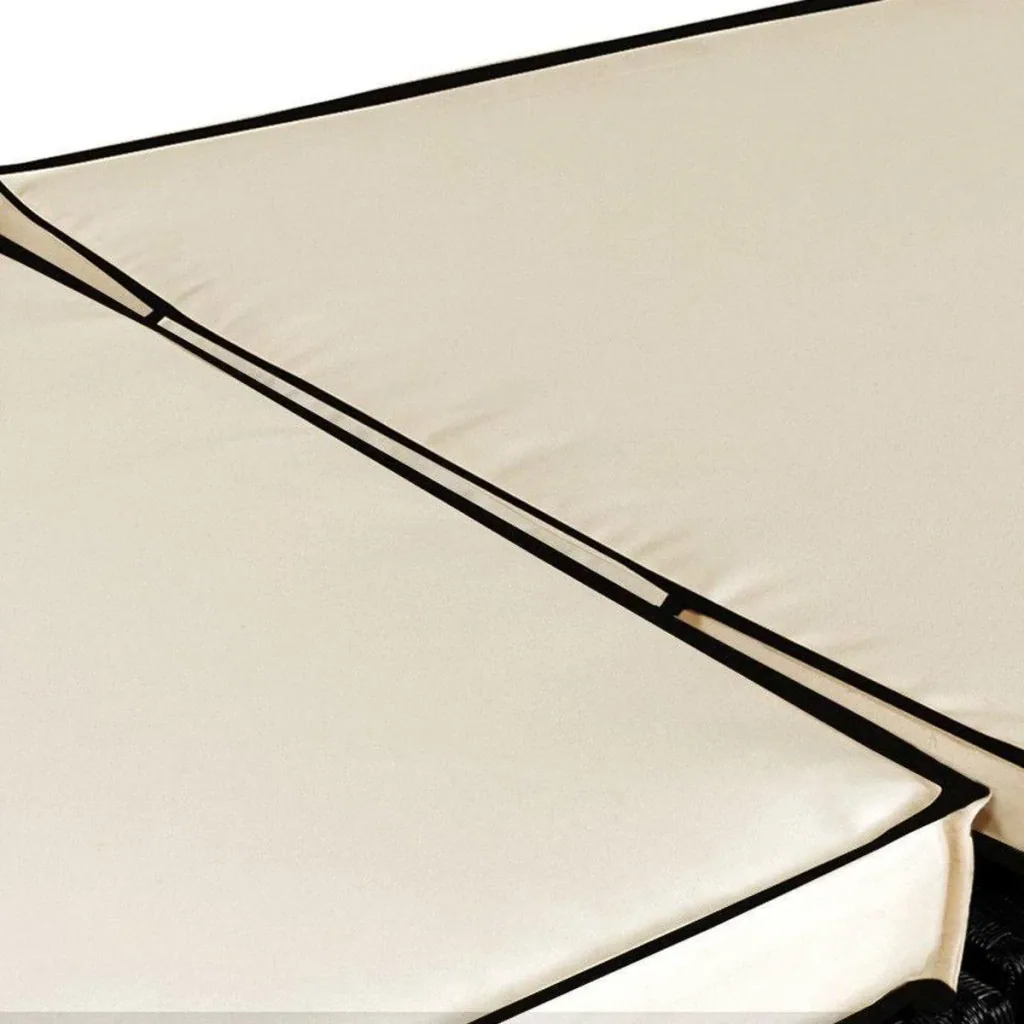 Polyrattan Sofa - Schwarz-Creme - 210x70x70Cm - Verstellbar