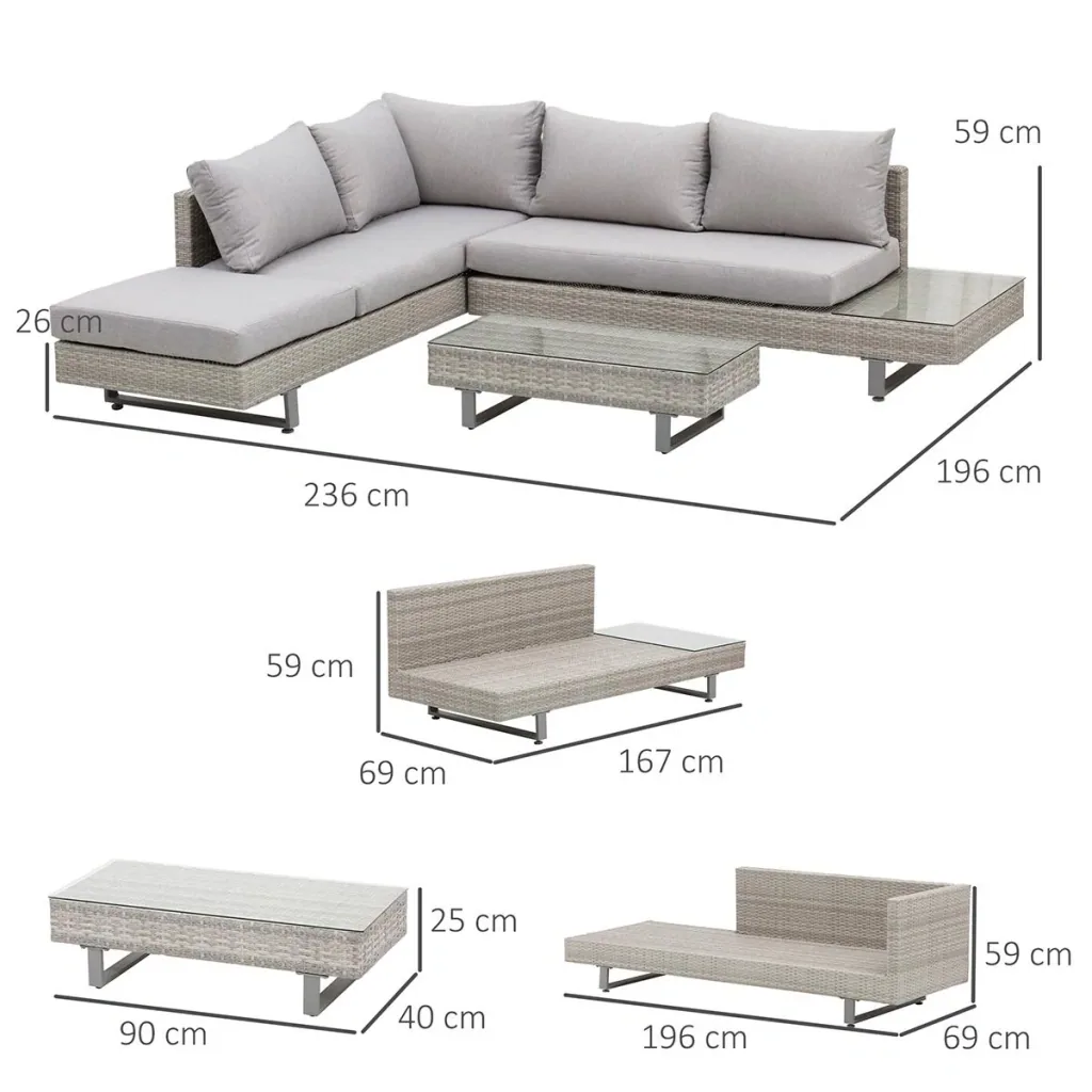 3-tlg. Luxus Polyrattan Gartengarnitur Gartenmöbel Garten-Set Sitzgruppe Loungeset Loungemöbel inkl. Ablagen und Beistel