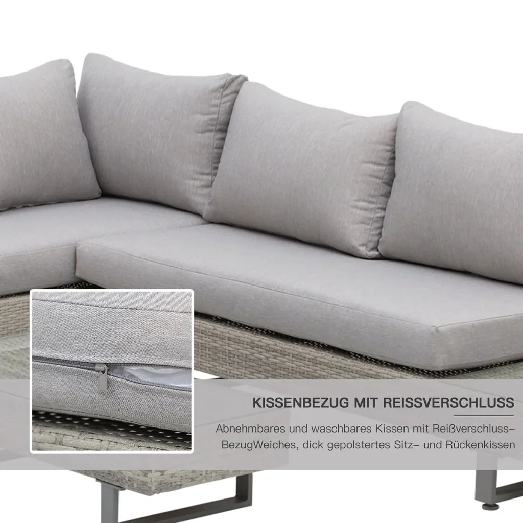 3-tlg. Luxus Polyrattan Gartengarnitur Gartenmöbel Garten-Set Sitzgruppe Loungeset Loungemöbel inkl. Ablagen und Beistel