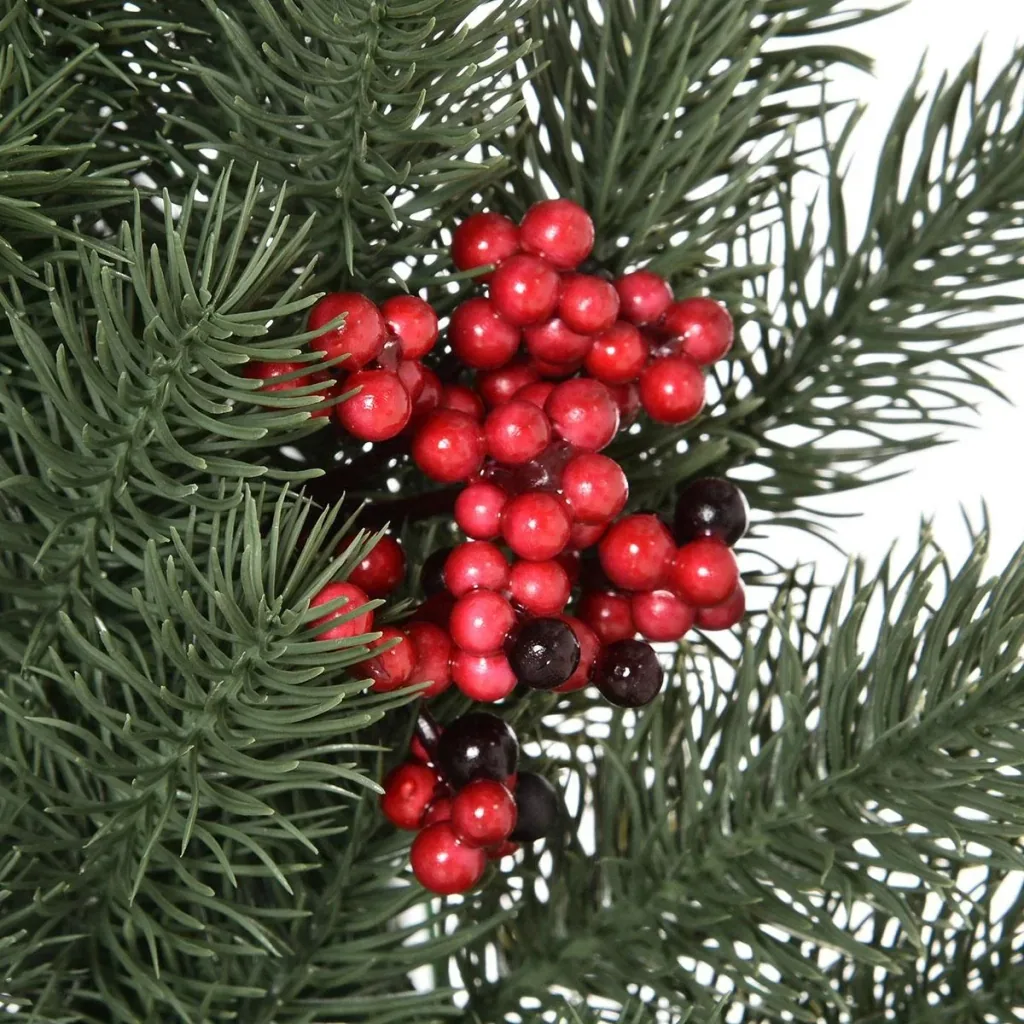 Tannenkranz Türkranz Weihnachtskranz Rückseite mit aufhänge Öse PE Grün Ø60 x 8 cm Weihnachten 60 cm | Aosom.de