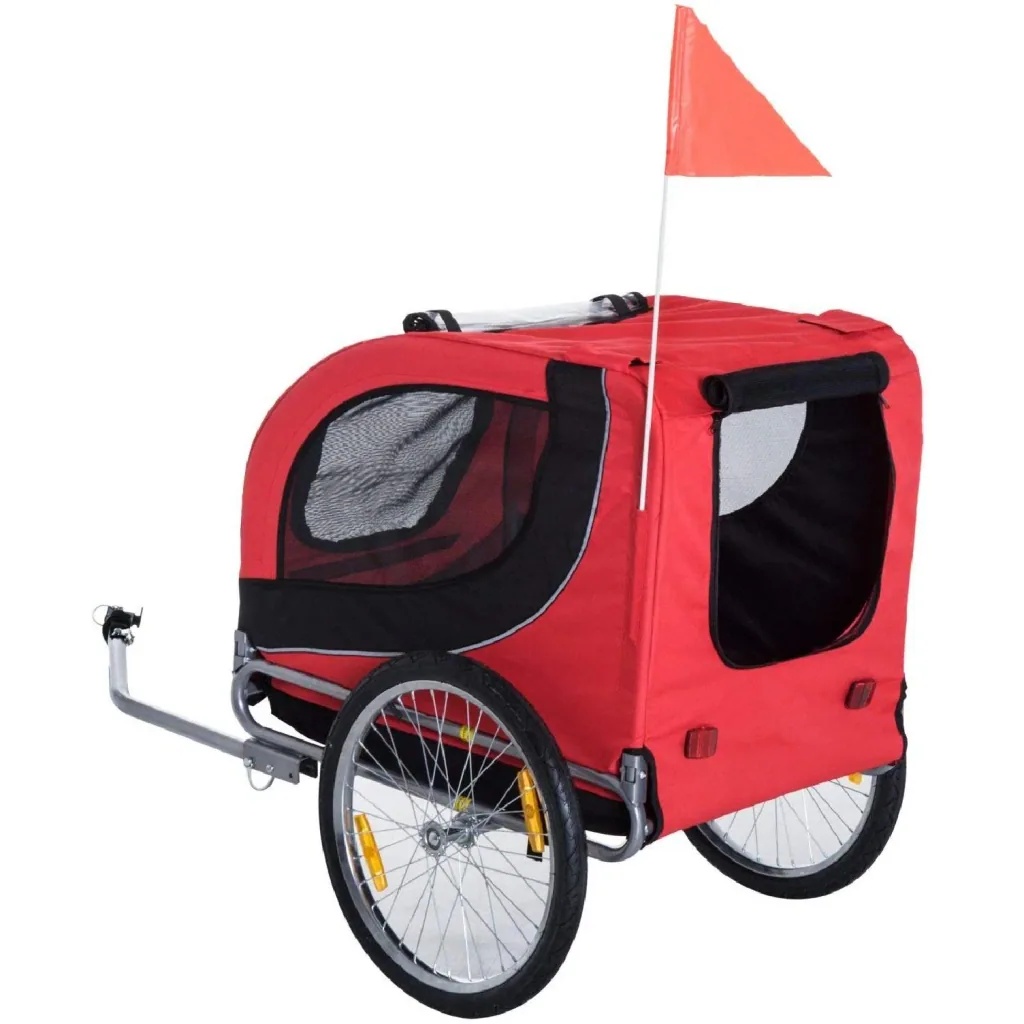 Hundeanhänger Fahrradanhänger Hunde Fahrrad Anhänger Rot/Schwarz