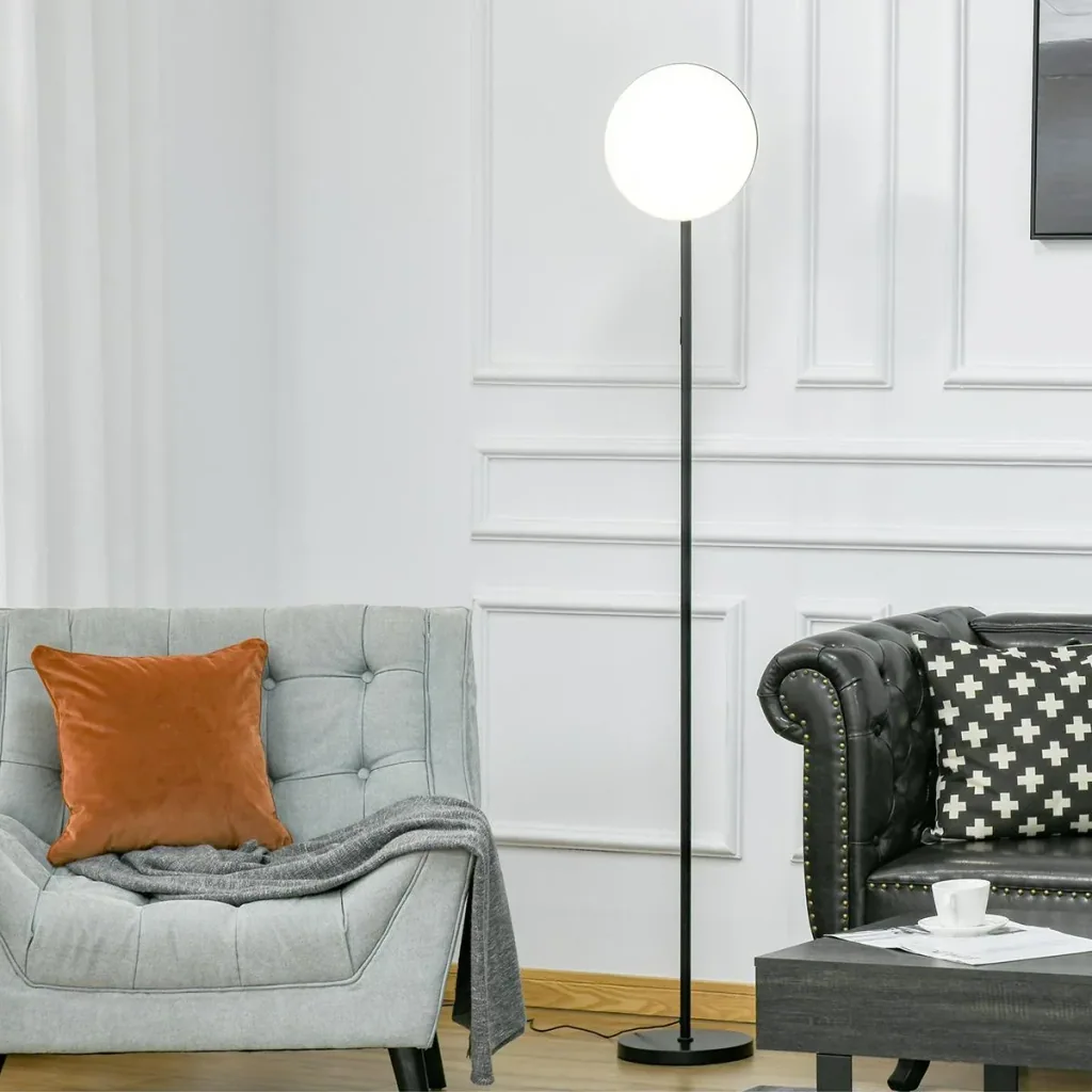 Stehlampe mit LED um 90 Grad verstellbar abnehmbarer Lichtmast Lampe Metall Acryl Schwarz Ø28 x 171,5 cm