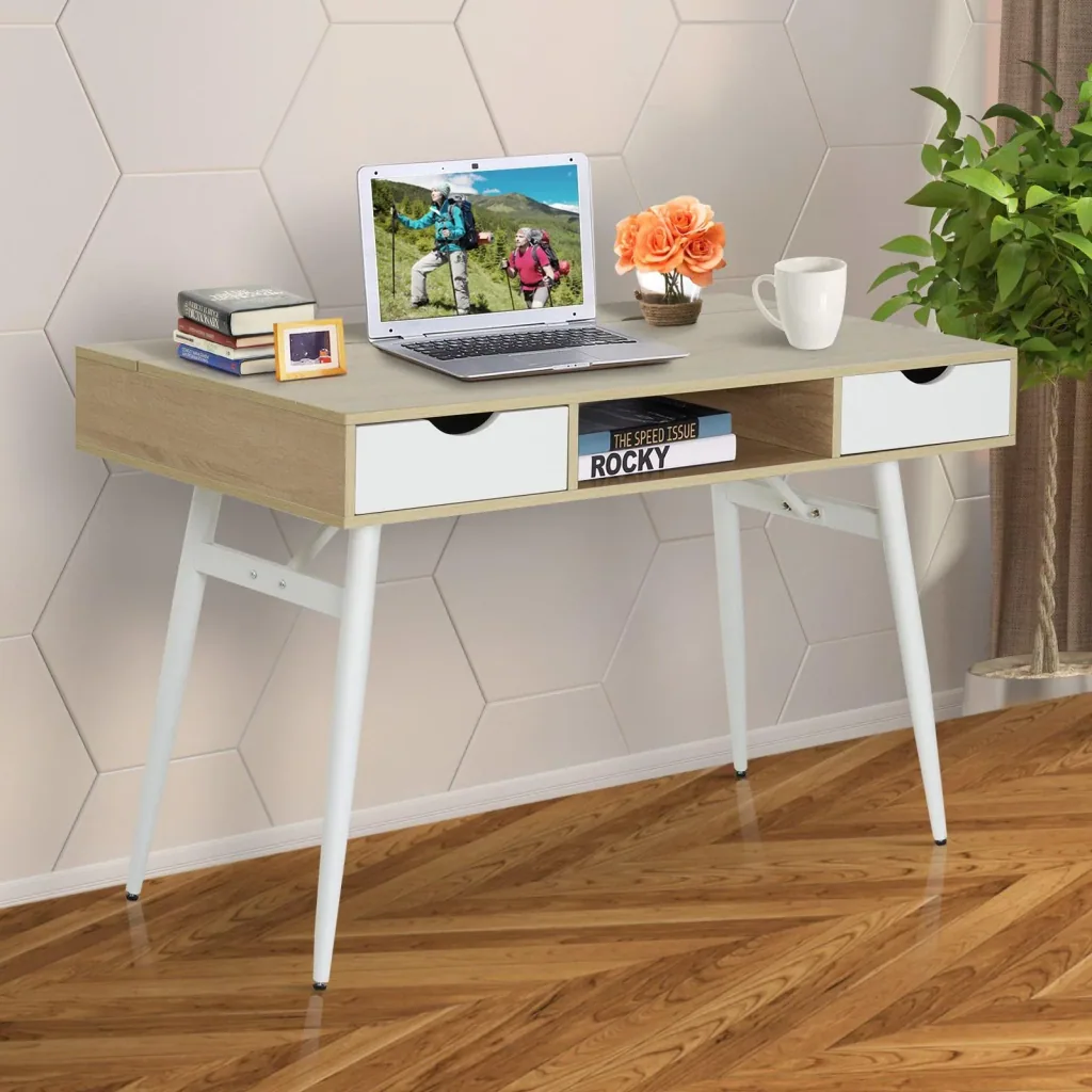 Schreibtisch PC-Tisch Bürotisch Arbeitstisch Computertisch mit 2 Schubladen 120 x 60 x 76 cm