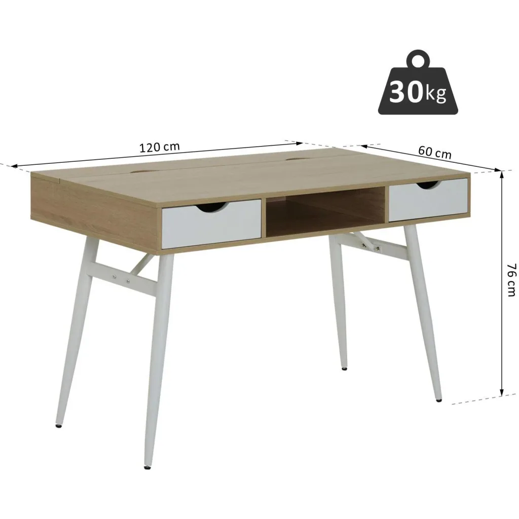 Schreibtisch PC-Tisch Bürotisch Arbeitstisch Computertisch mit 2 Schubladen 120 x 60 x 76 cm