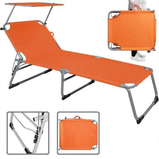 Liege 'Hawaii' mit Schiebedach Aluminium orange 195 x 60 x 30cm