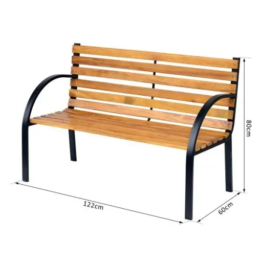 Gartenbank Sitzbank Parkbank 2-Sitzer Stahl+Holz Natur