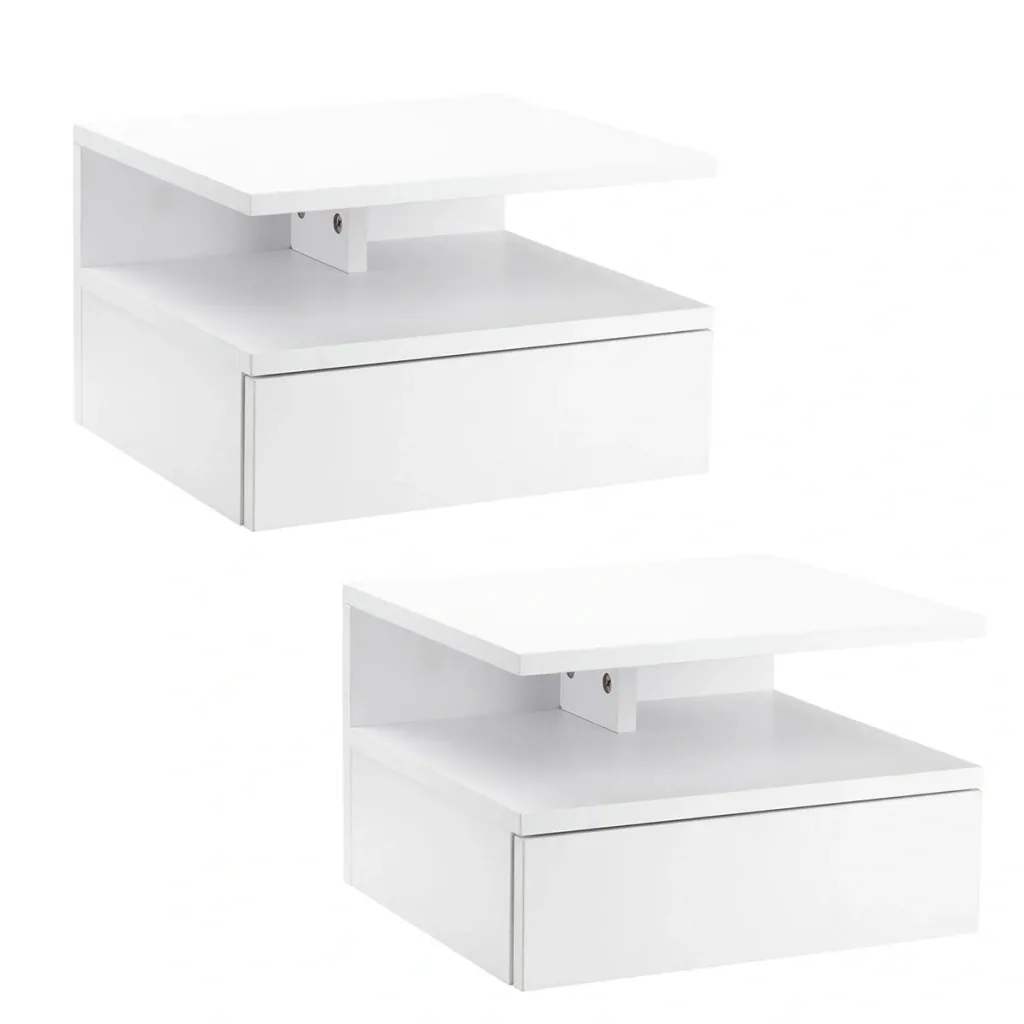 2 tlg. Wandnachttische Nachttisch Wandschrank mit Schublade Schwimmendes Design Schlafzimmer Nachtkommode Beistelltisch
