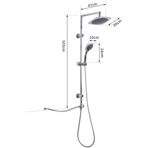 Regendusche Duschsystem Handbrause 5 Duschmodi Eckig Silber