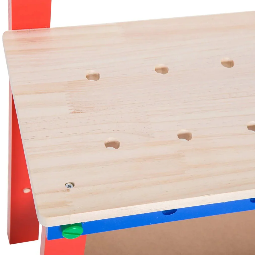 Kinder Werkbank Werkstatt Deluxe Kinderwerkbank Zubehör 20 PC Spielzeug Rot Blau L46xB30xH65