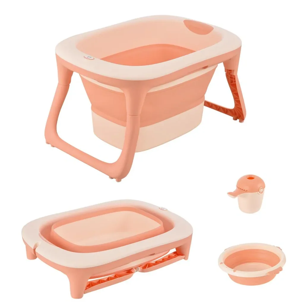 Faltbare Babywanne mit Waschbecken und Shampoobecher