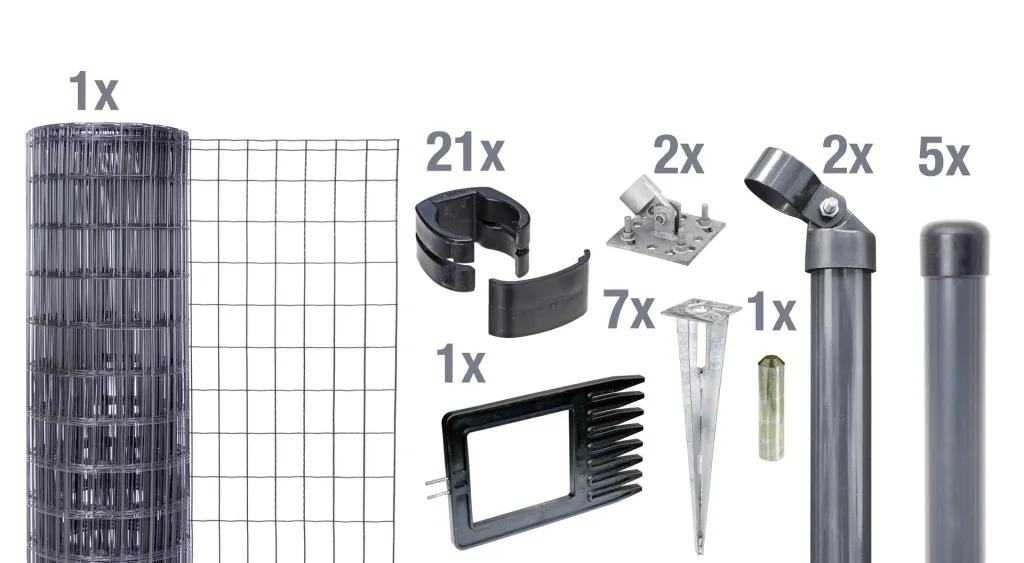 Fix-Clip Pro als Zaun-Komplettset, mit Einschlagbodenhülse, anthrazit, Höhe 153 cm, Länge 10 m