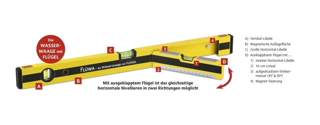 FLÜWA Wasserwaage mit Flügel, 60 cm