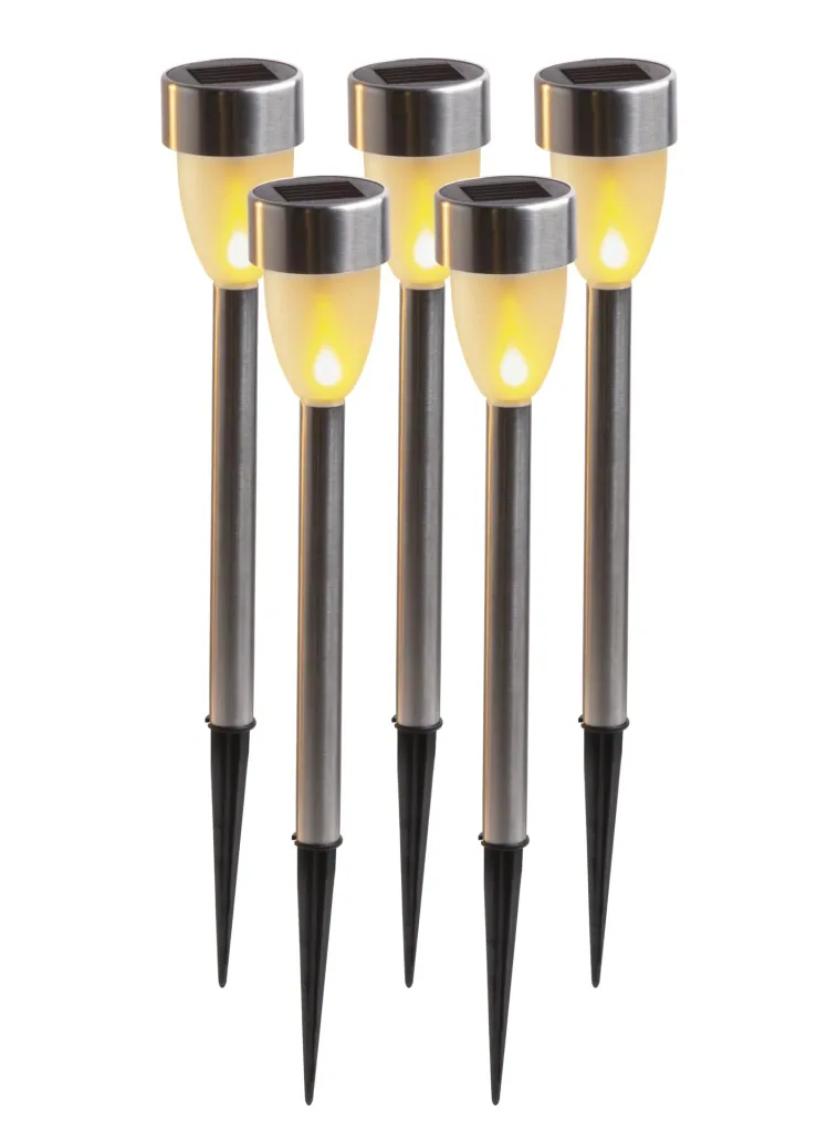 Solar LED Edelstahl Leuchten – 5 Stück
