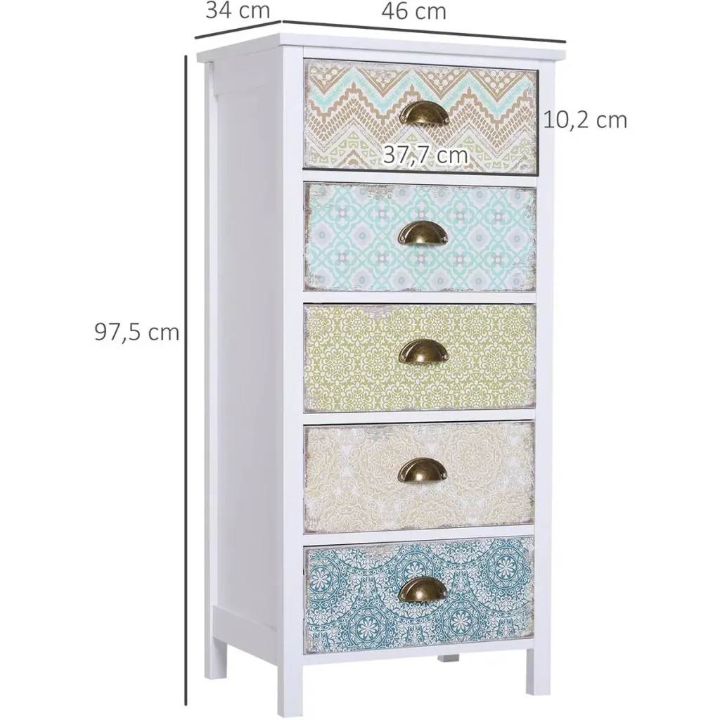 Schubladenkommode im Shabby Chic Look bunt