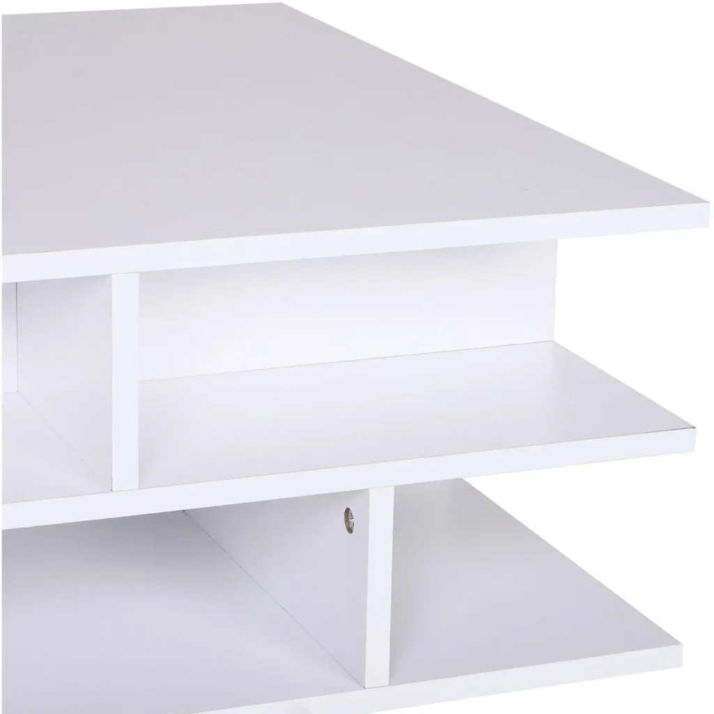 Couchtisch Beistelltisch Wohnzimmertisch Sofatisch Satztisch 12 x Ablage Holz Weiß 70 x 70 x 29 cm