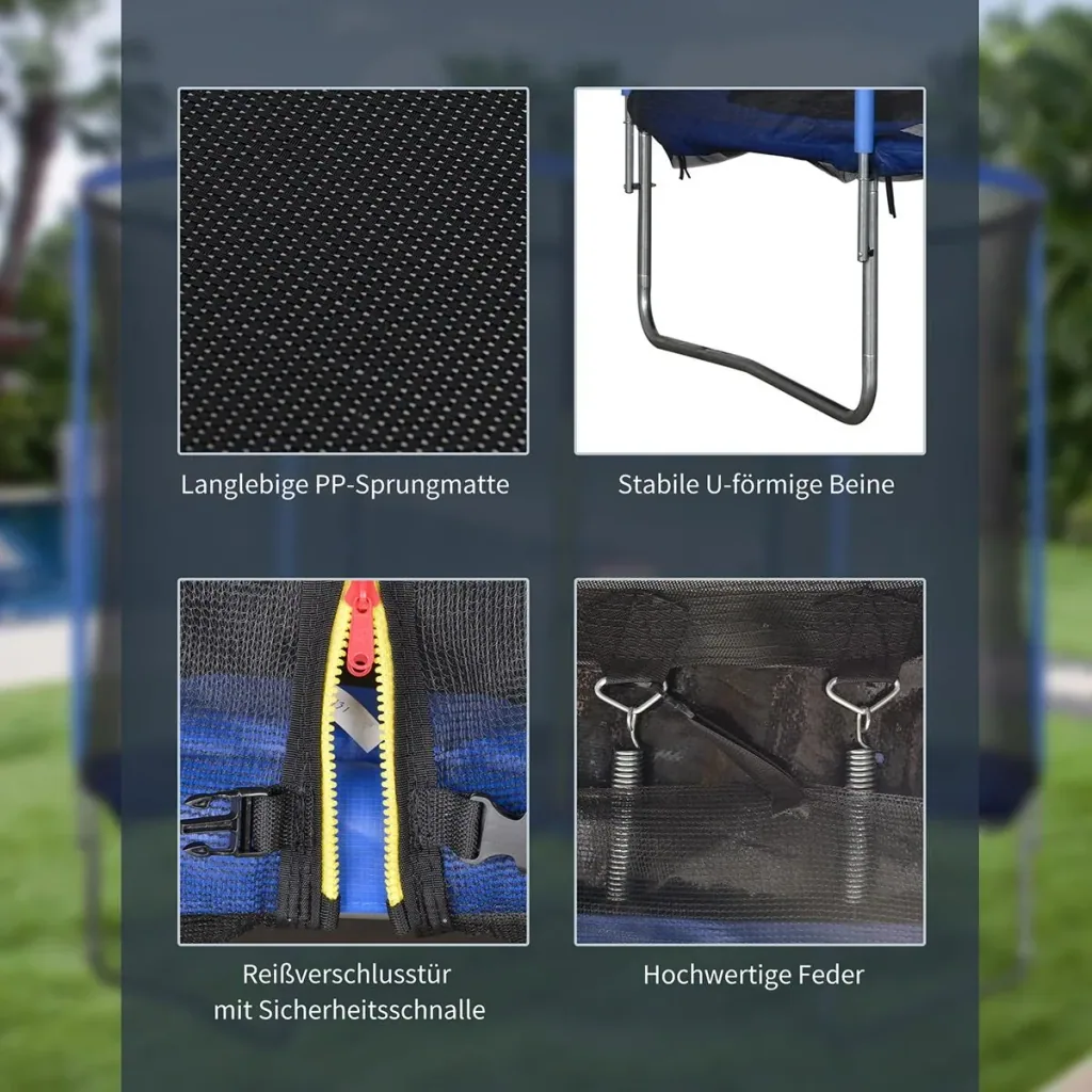 Trampolin mit Sicherheitsnetz blau, schwarz