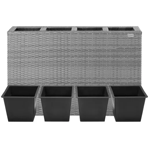 Polyrattan Pflanzgefäß grau 95x27x60cm