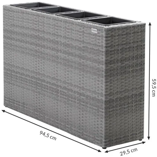 Polyrattan Pflanzgefäß grau 95x27x60cm