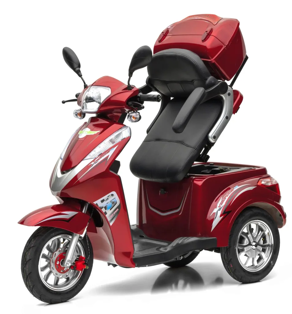 Elektro Dreirad rot - herausnehmbarer Li-Io Akku 30 Ah - 25 km/h - Seniorenmobil