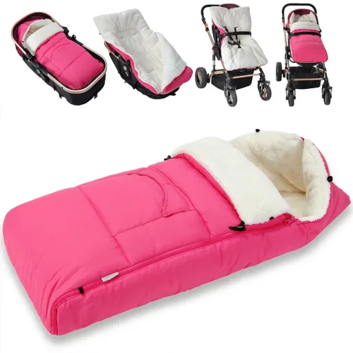 Babytrage Fußsack Rosa | Teddy | mit Aufbewahrungstasche