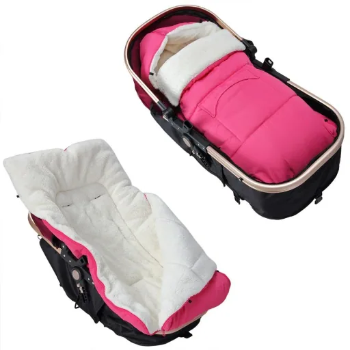 Babytrage Fußsack Rosa | Teddy | mit Aufbewahrungstasche