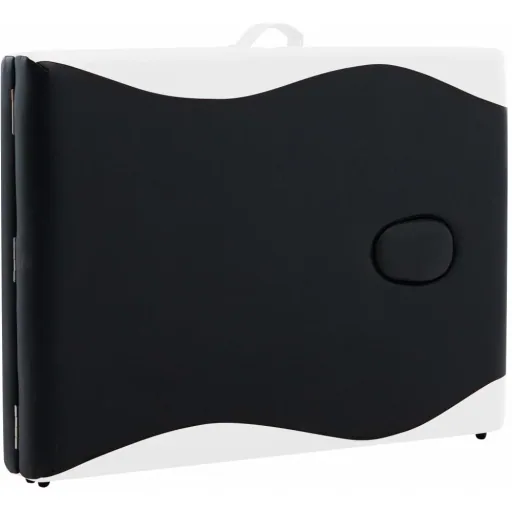 Klappbarer Massagetisch 2 Zonen Aluminiumgestell schwarz und weiß