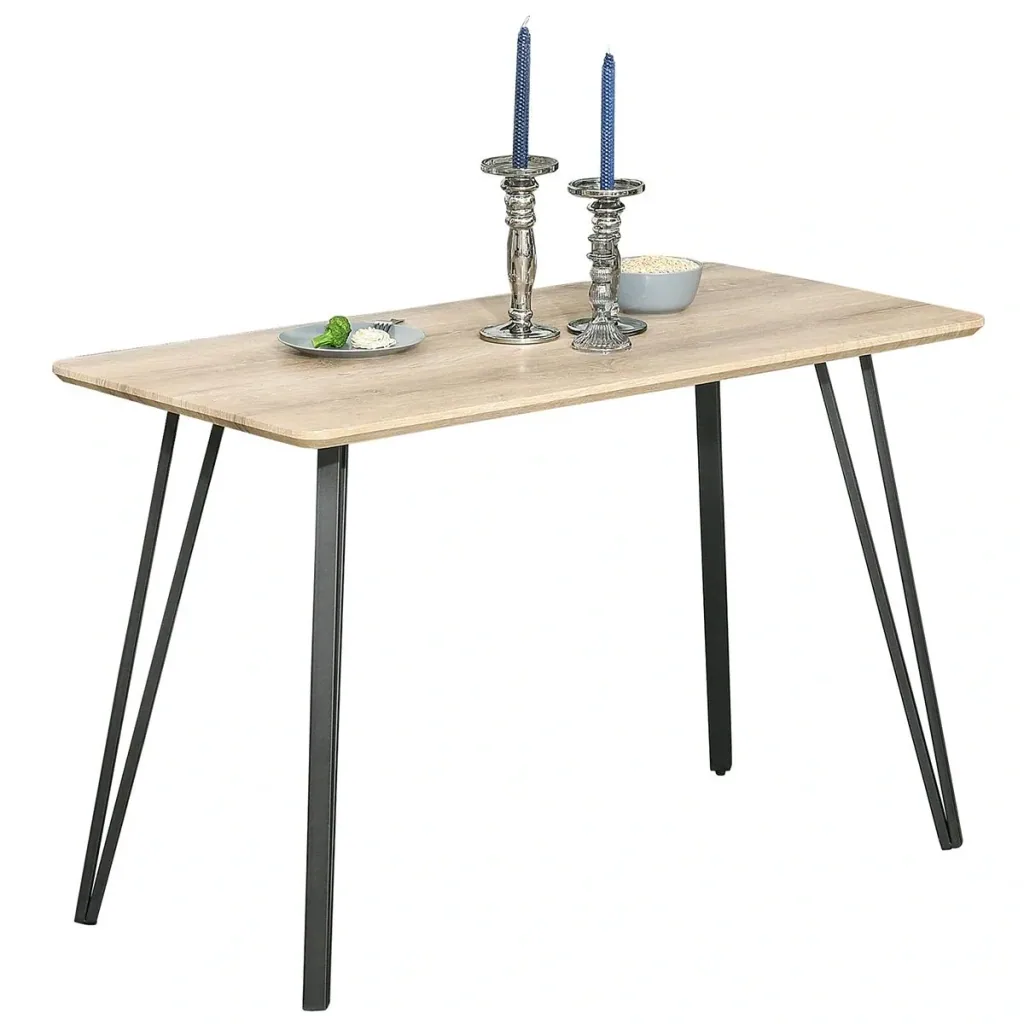 Esstisch mit Haarnadel-Design Küchentisch Esszimmertisch Vintage-Industriestil Stahl MDF Natur 120 x 60 x 75 cm