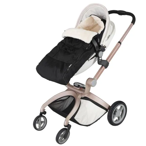 BabyGaga Kinderwagen-Fußsack Schwarz | Teddy | Maxi-Cosi | mit Aufbewahrungstasche