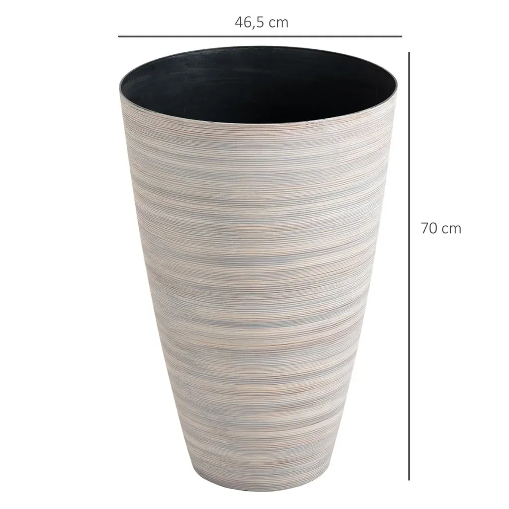 3er Set Blumentöpfe Ø 46,5 cm Höhe 60 cm Pflanztöpfe aus stabilem Kunststoff cremeweiß