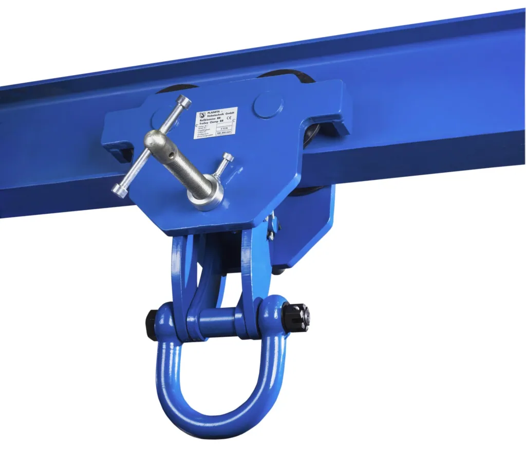 Rollklemme BR 20, Tragfähigkeit 3000 kg, Greifbereich 76 - 203 mm, Min. Kurvenradius 1,4 m