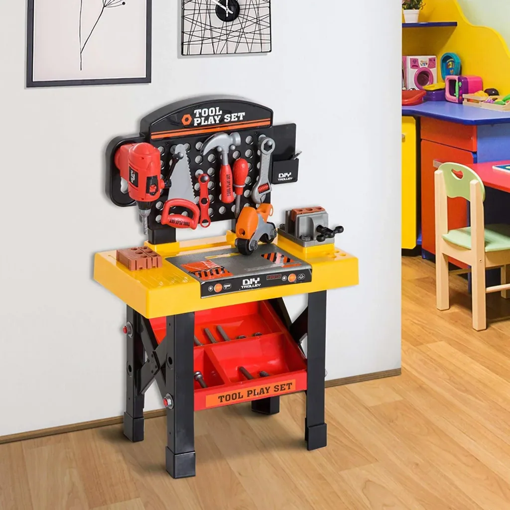 Kinder Arbeitstisch Werkbanktisch Rollenspiel Gelb+Schwarz